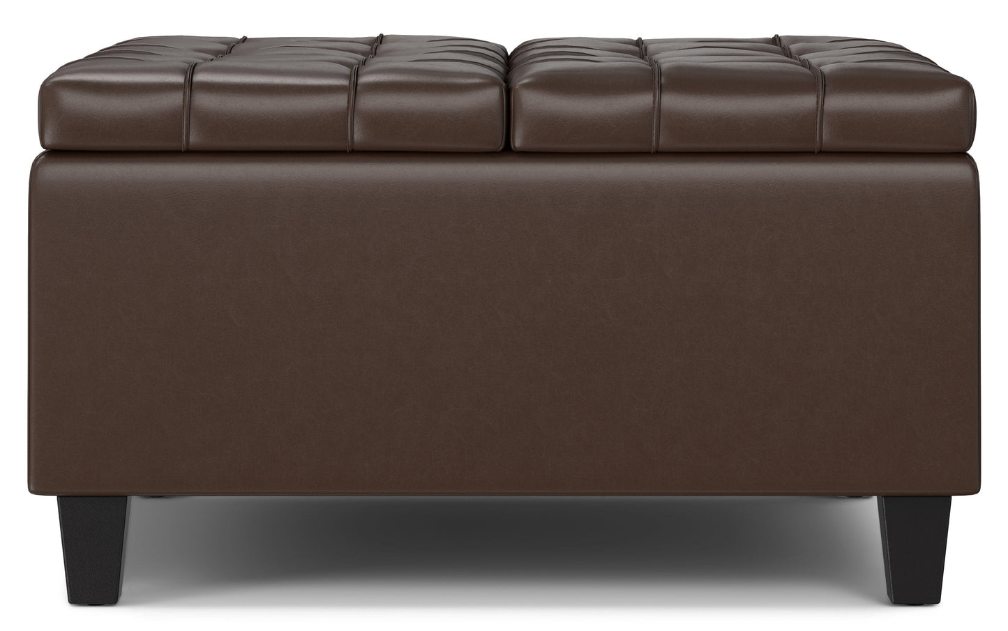 Chocolate Brown Vegan Leather | Harrison Small Square Coffee Table Storage Ottoman