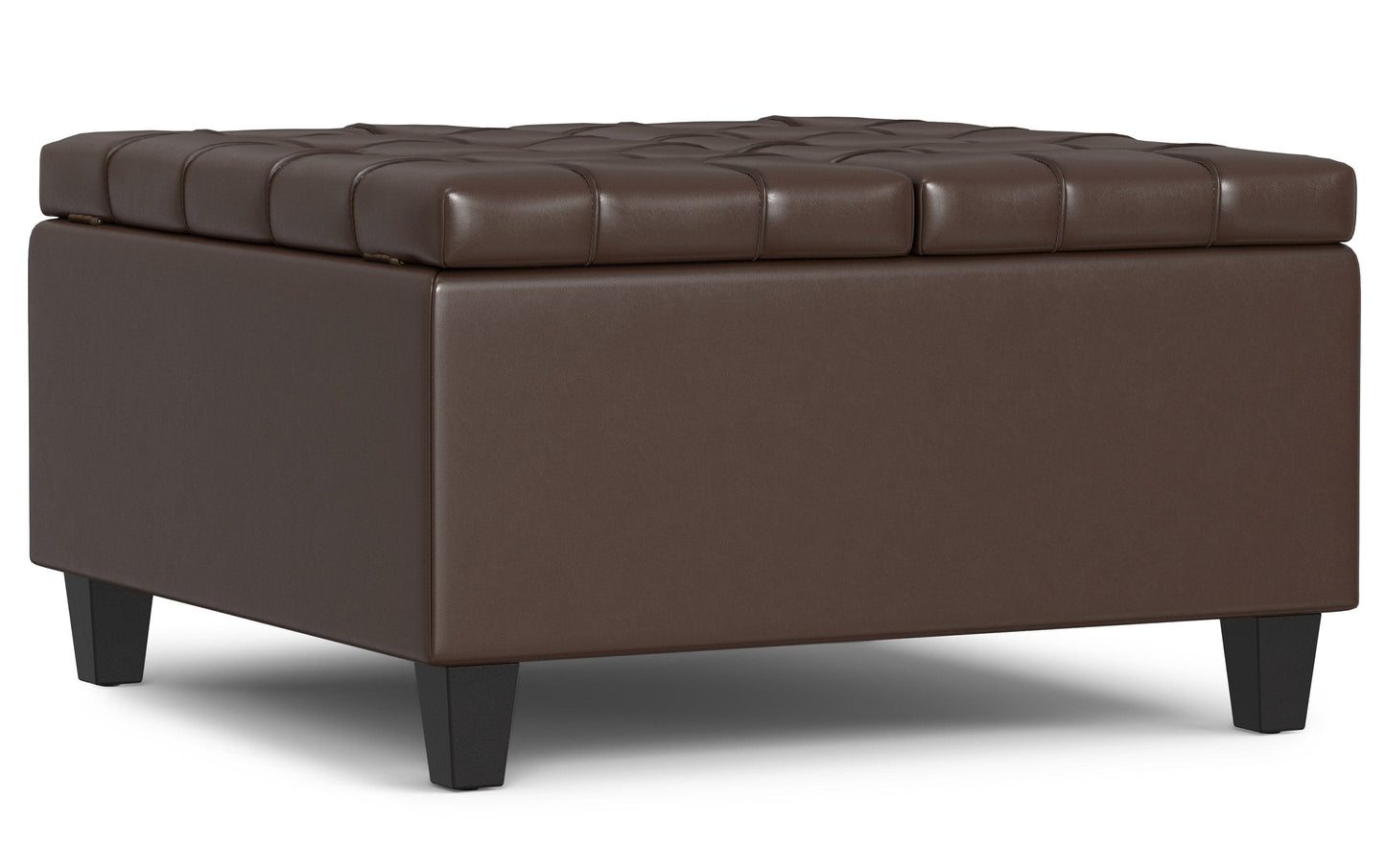 Chocolate Brown Vegan Leather | Harrison Small Square Coffee Table Storage Ottoman