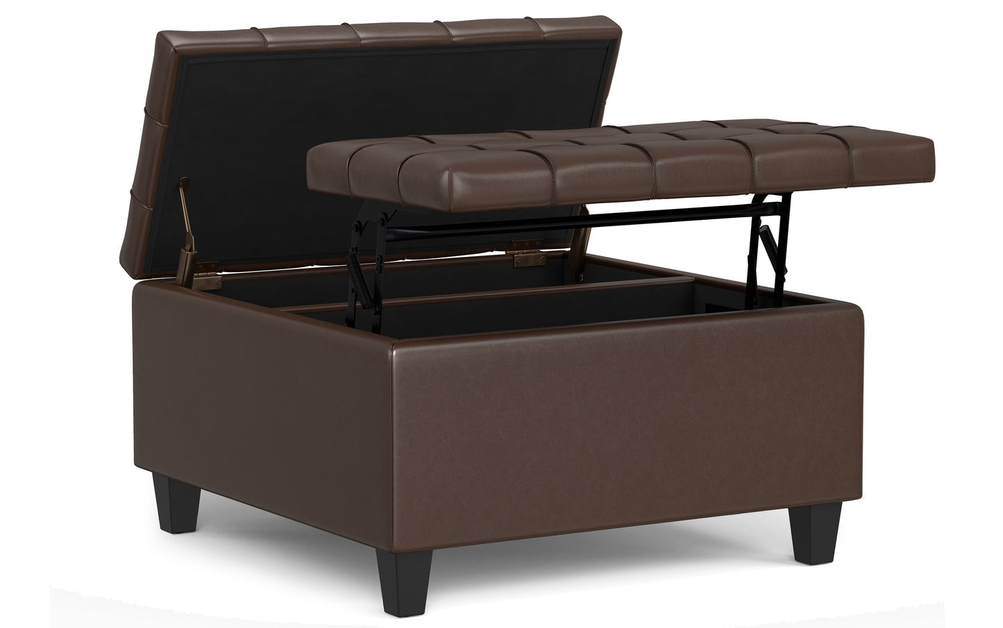 Chocolate Brown Vegan Leather | Harrison Small Square Coffee Table Storage Ottoman