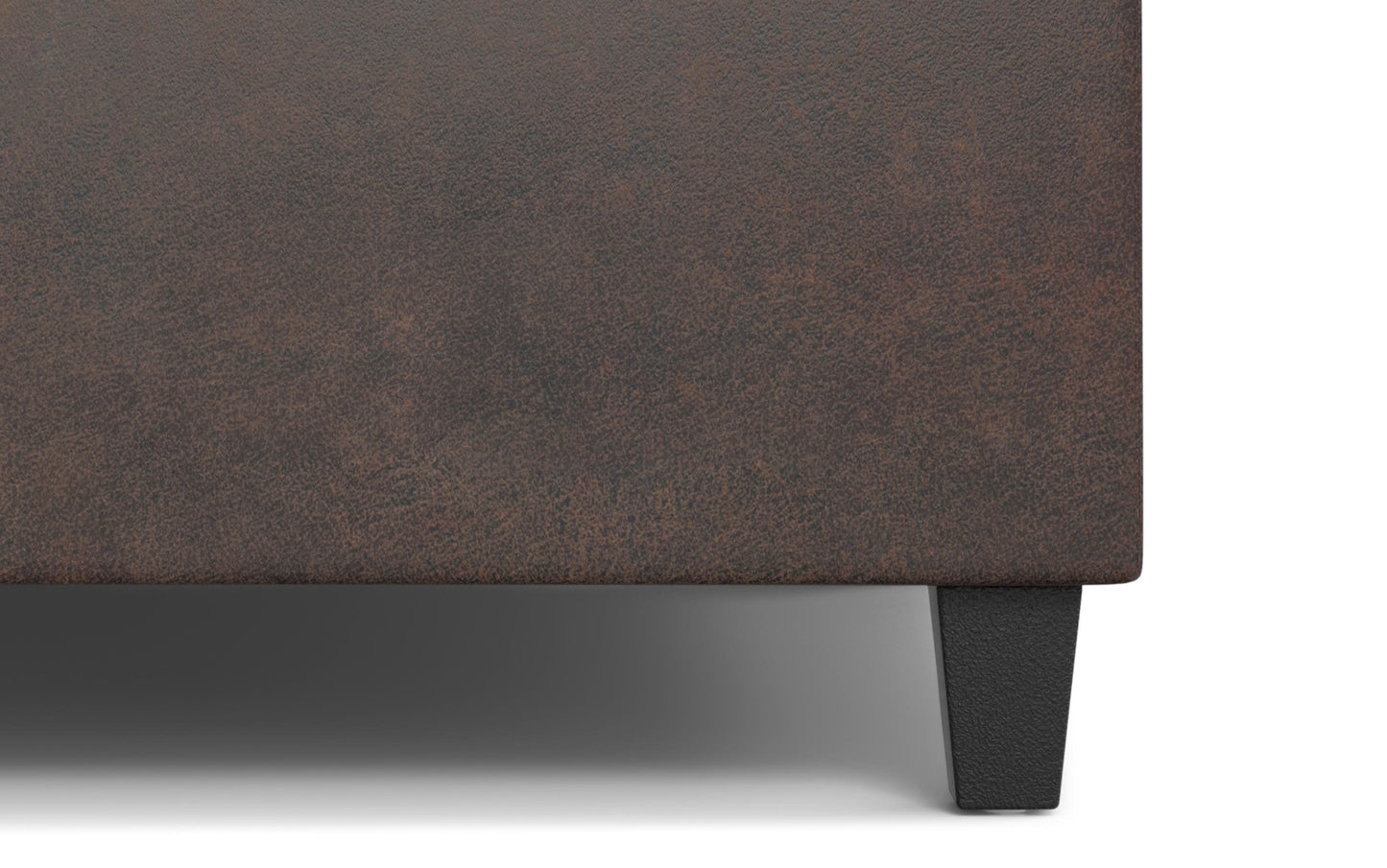 Distressed Brown Distressed Vegan Leather | Harrison Small Square Coffee Table Storage Ottoman in Distressed Vegan Leather