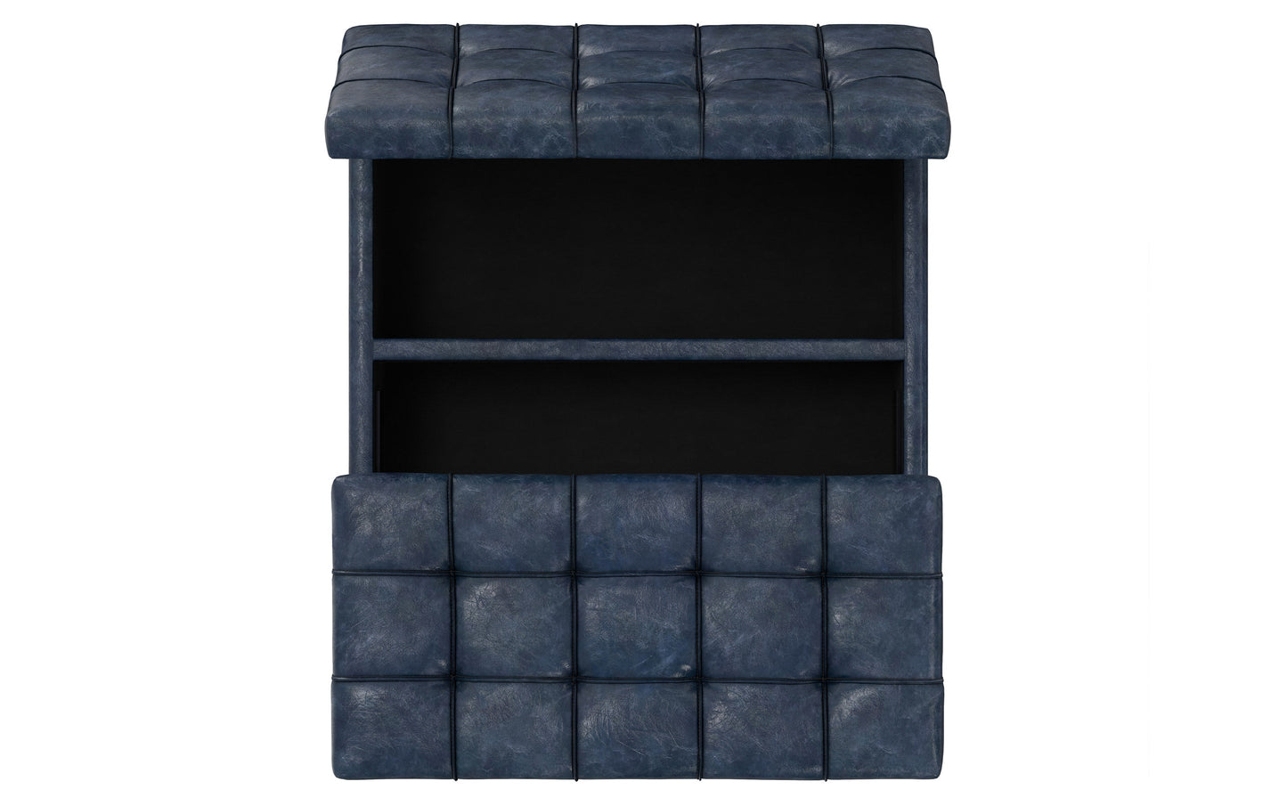 Denim Blue Vegan Leather | Harrison Small Square Coffee Table Storage Ottoman