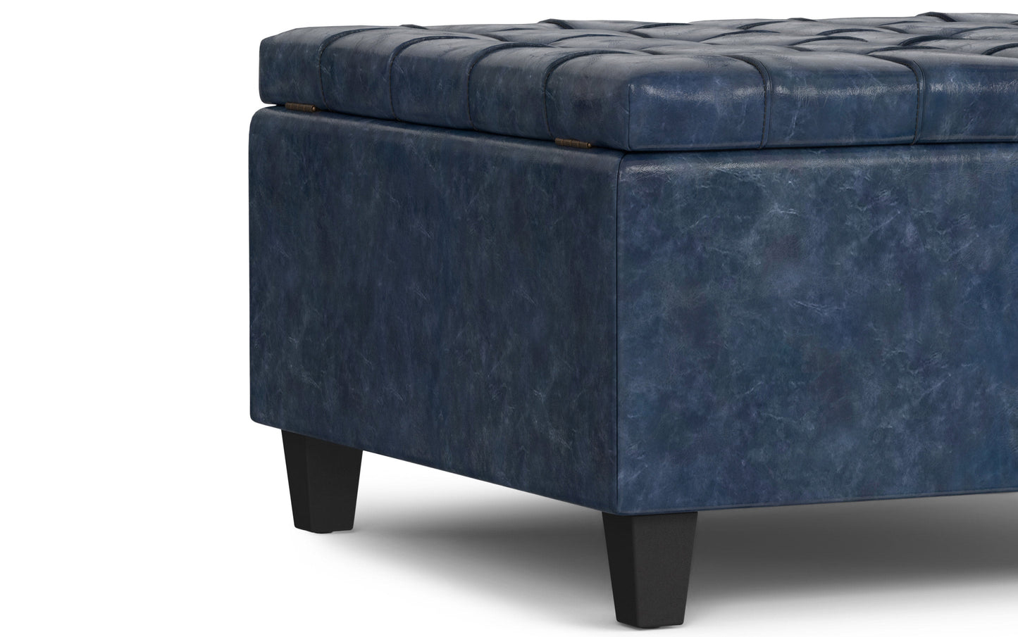 Denim Blue Vegan Leather | Harrison Small Square Coffee Table Storage Ottoman