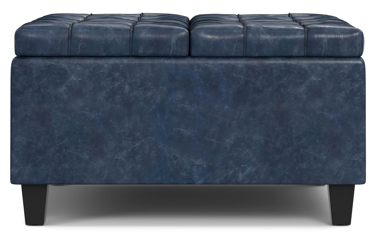 Denim Blue Vegan Leather | Harrison Small Square Coffee Table Storage Ottoman