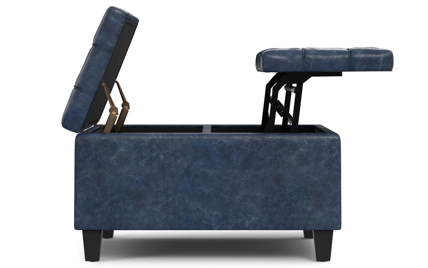 Denim Blue Vegan Leather | Harrison Small Square Coffee Table Storage Ottoman