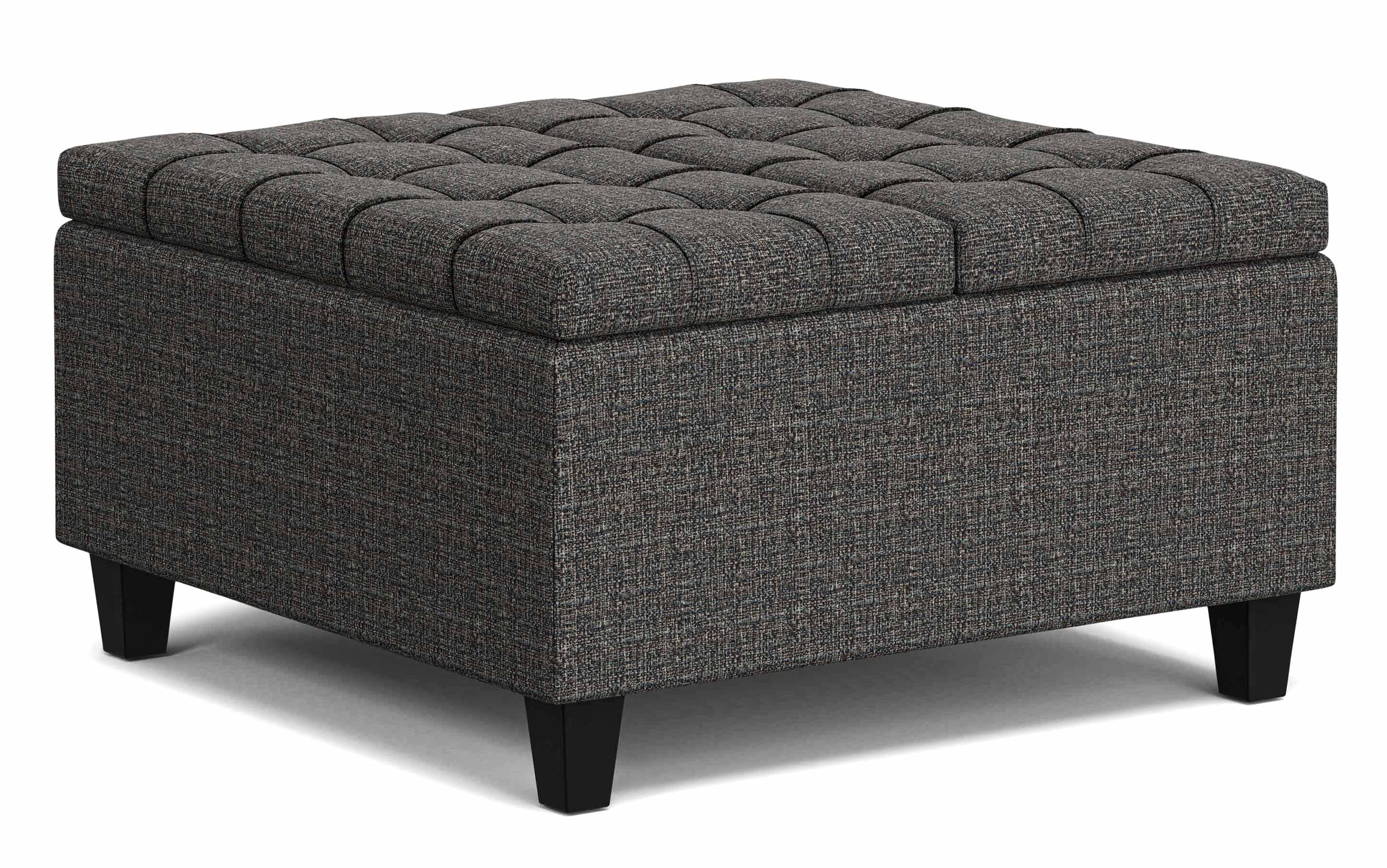 Ebony Tweed Tweed Style Fabric | Harrison Small Square Coffee Table Storage Ottoman