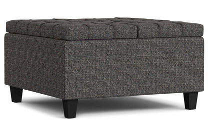 Ebony Tweed Tweed Style Fabric | Harrison Small Square Coffee Table Storage Ottoman