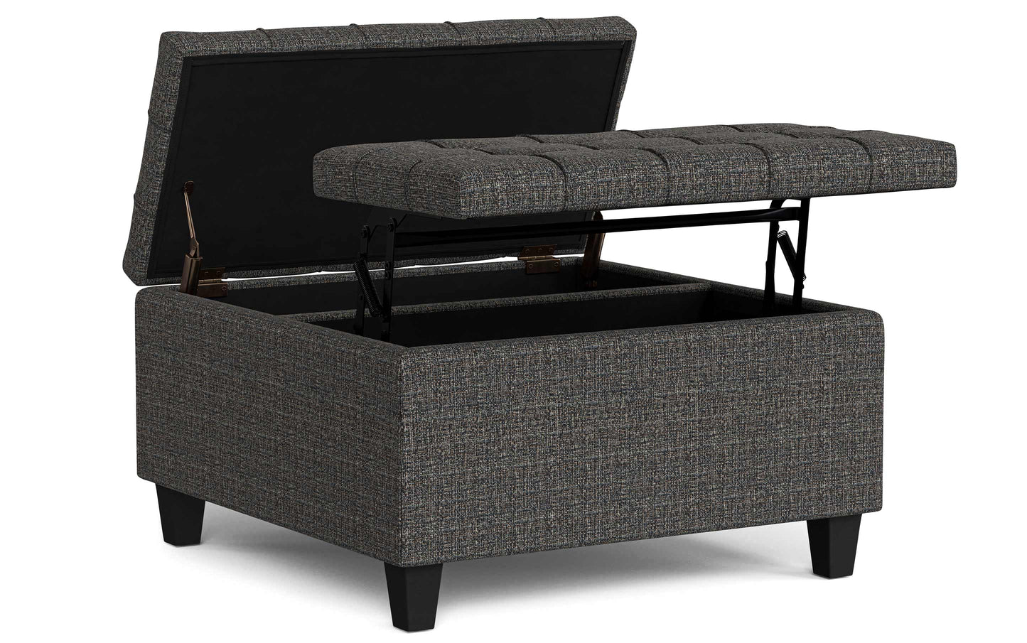 Ebony Tweed Tweed Style Fabric | Harrison Small Square Coffee Table Storage Ottoman