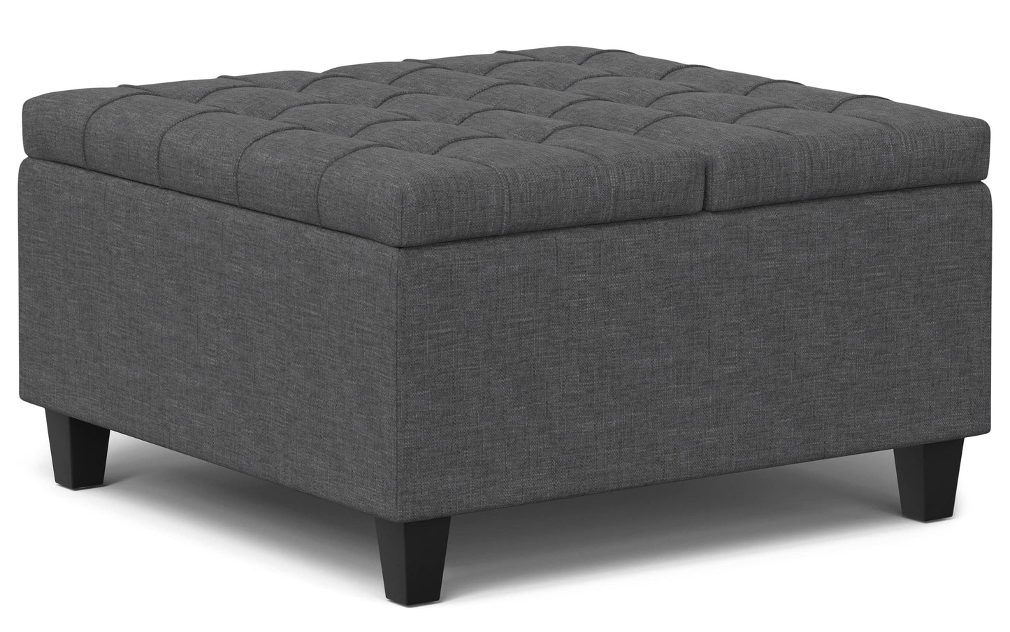 Slate Grey Linen Style Fabric | Harrison Small Square Coffee Table Storage Ottoman