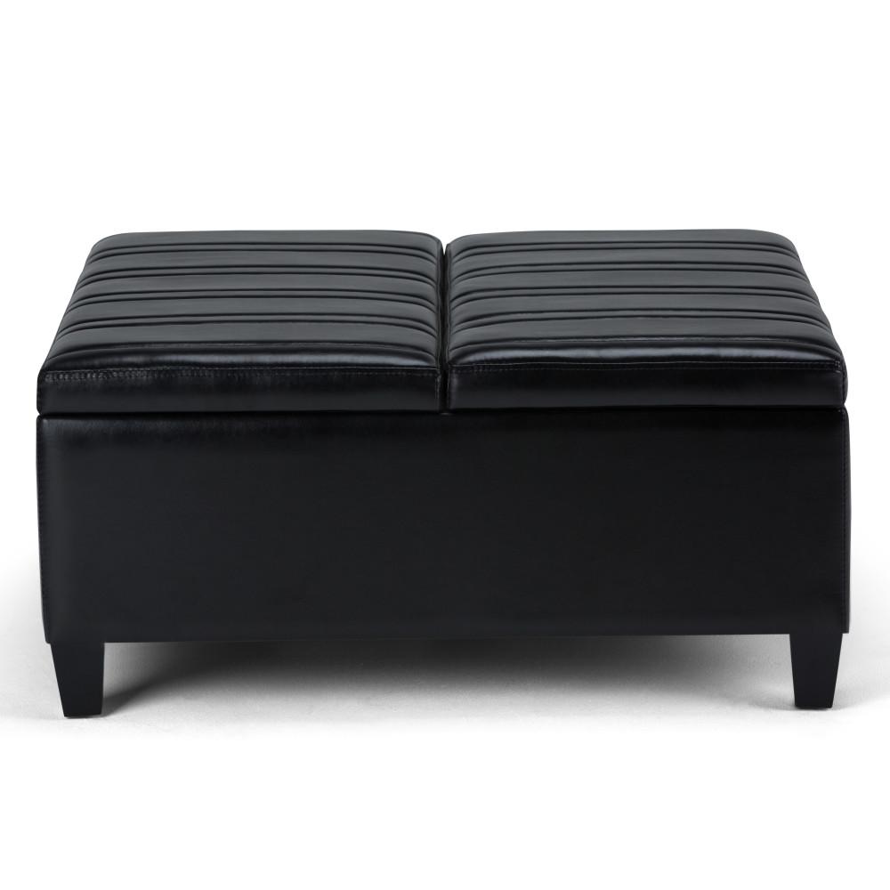 Midnight Black Vegan Leather | Ellis Coffee Table Storage Ottoman