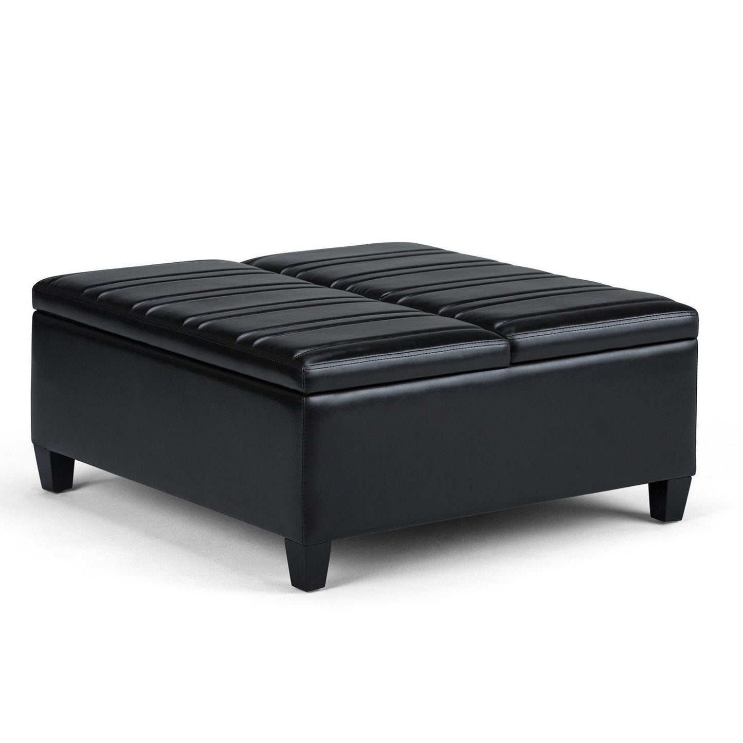 Midnight Black Vegan Leather | Ellis Coffee Table Storage Ottoman