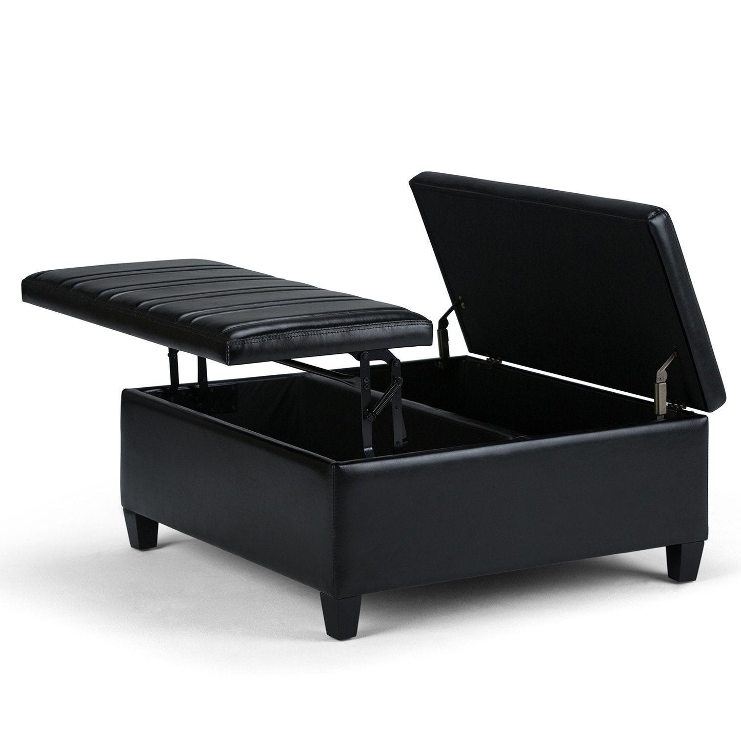 Midnight Black Vegan Leather | Ellis Coffee Table Storage Ottoman