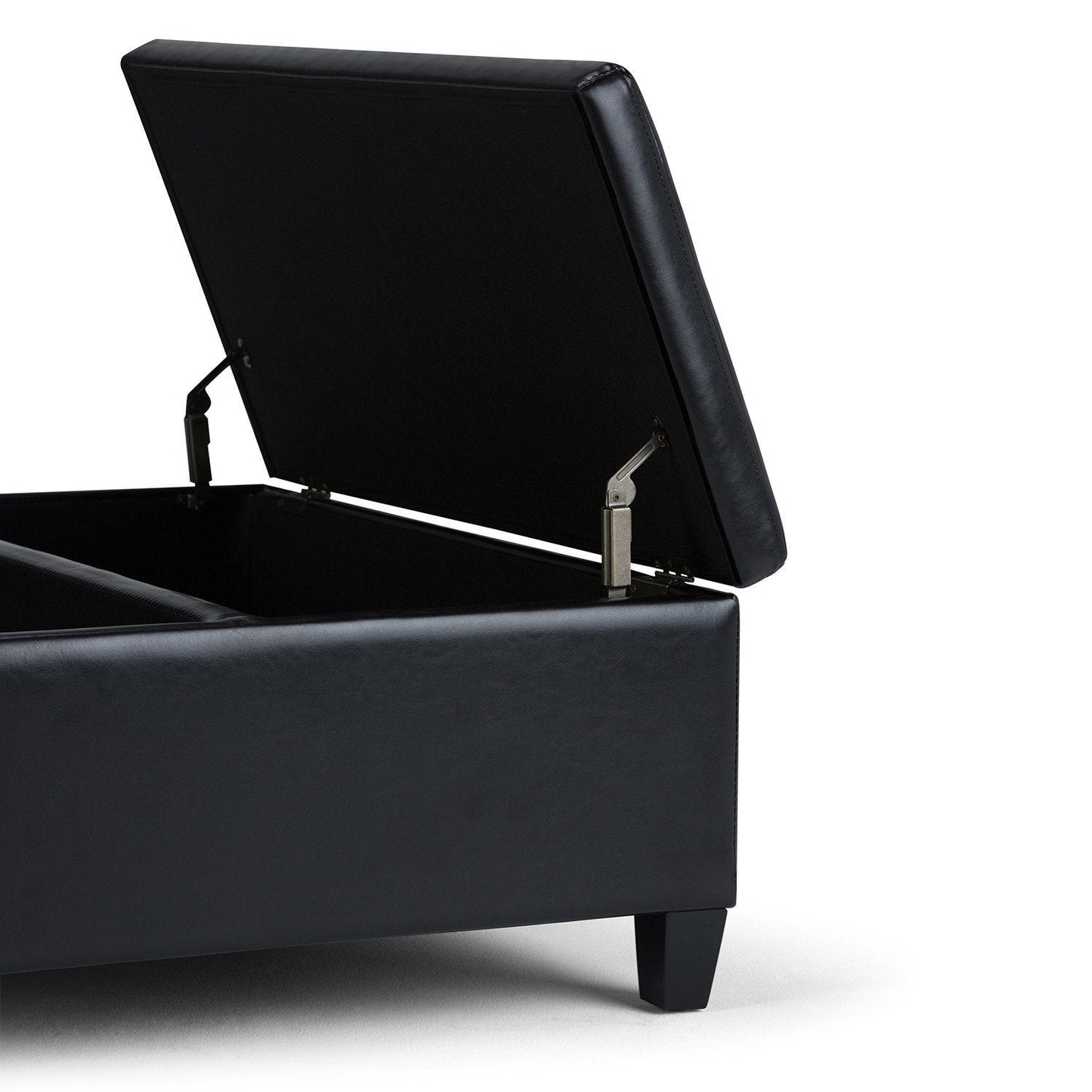 Midnight Black Vegan Leather | Ellis Coffee Table Storage Ottoman