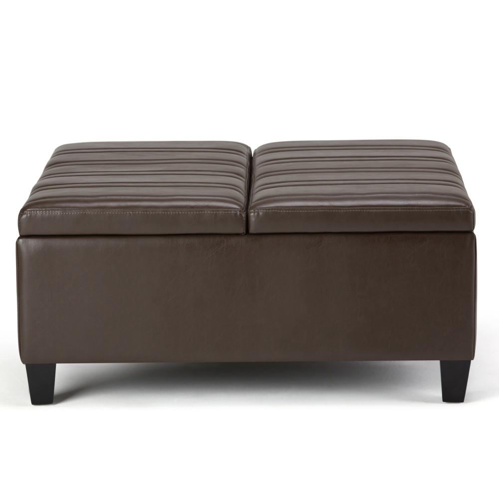 Chocolate Brown Vegan Leather | Ellis Coffee Table Storage Ottoman