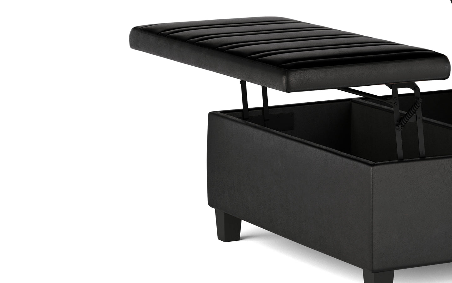 Distressed Black Distressed Vegan Leather | Ellis Table Ottoman in Distressed Vegan Leather