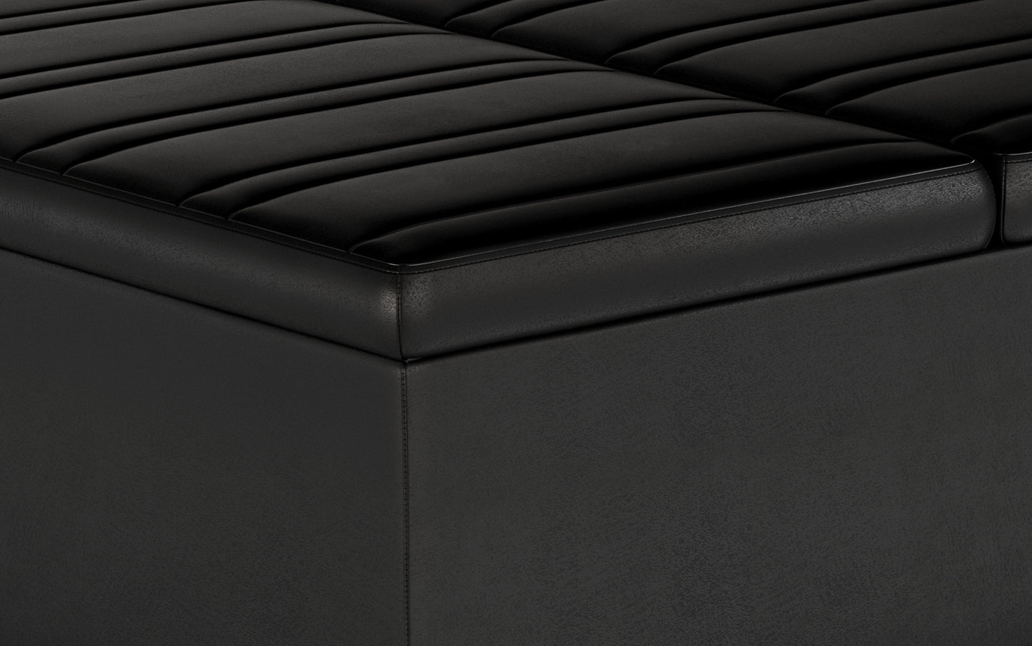 Distressed Black Distressed Vegan Leather | Ellis Table Ottoman in Distressed Vegan Leather