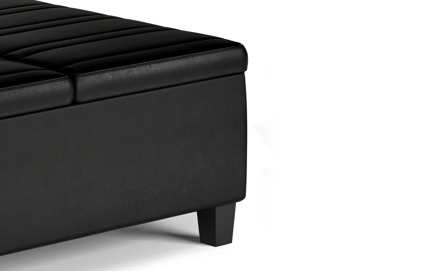 Distressed Black Distressed Vegan Leather | Ellis Table Ottoman in Distressed Vegan Leather