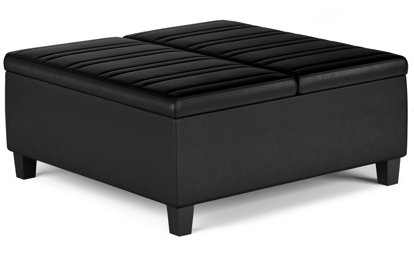 Distressed Black Distressed Vegan Leather | Ellis Table Ottoman in Distressed Vegan Leather