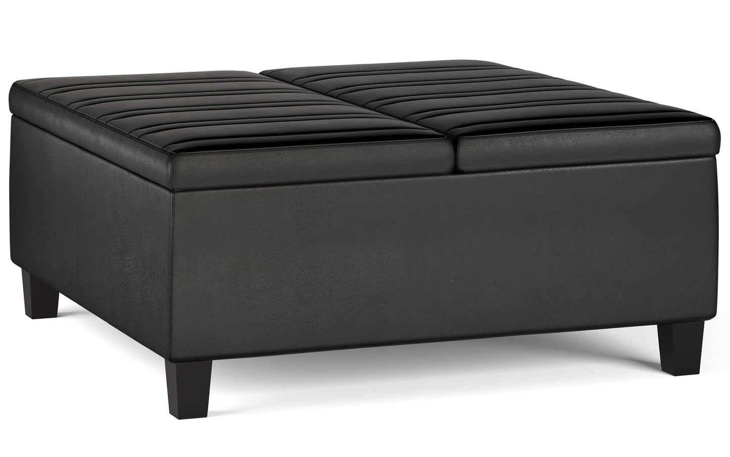 Distressed Black Distressed Vegan Leather | Ellis Table Ottoman in Distressed Vegan Leather