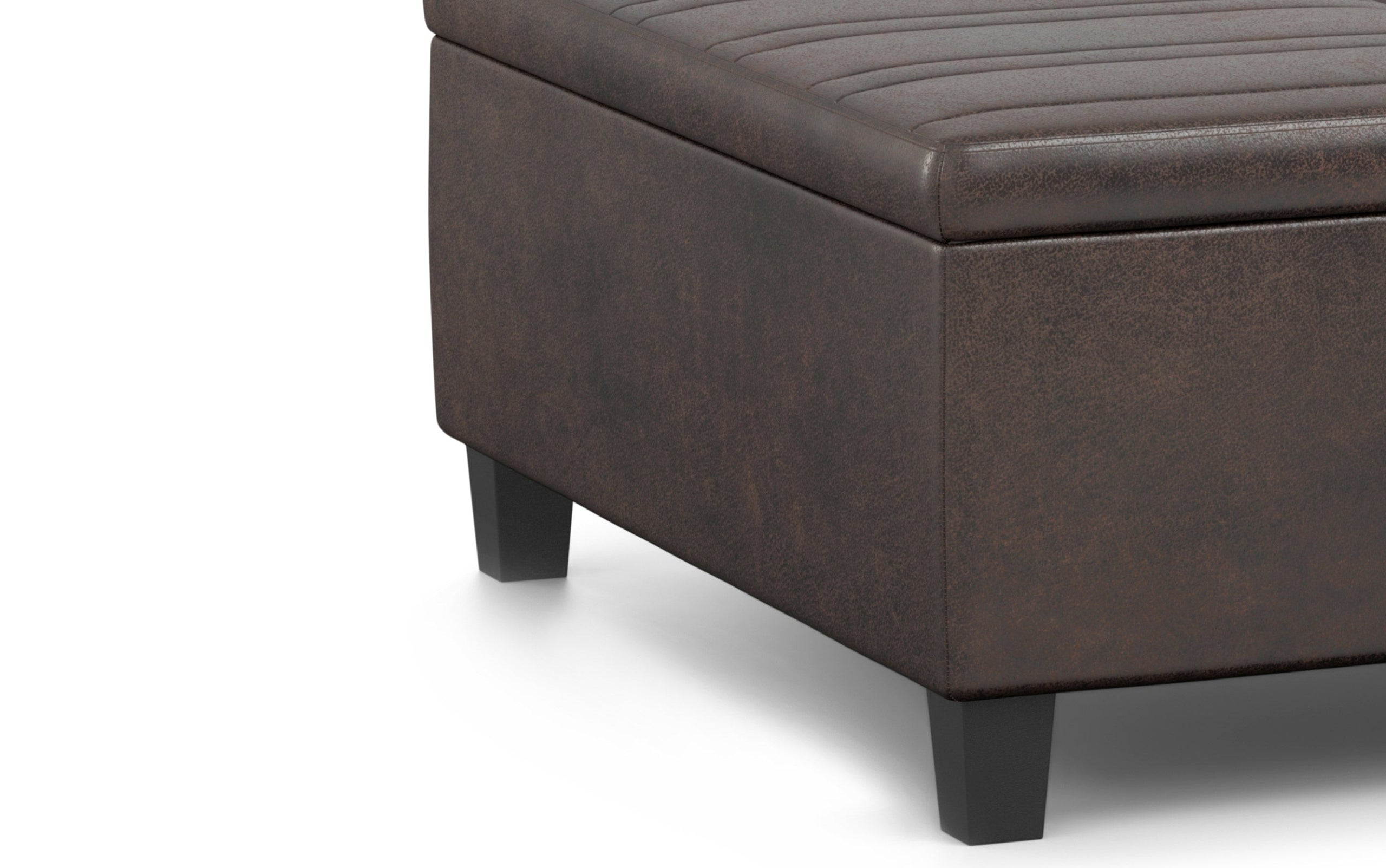 Distressed Brown Distressed Vegan Leather | Ellis Table Ottoman in Distressed Vegan Leather