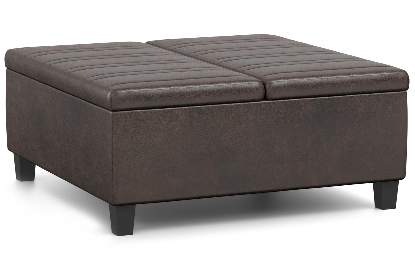 Distressed Brown Distressed Vegan Leather | Ellis Table Ottoman in Distressed Vegan Leather