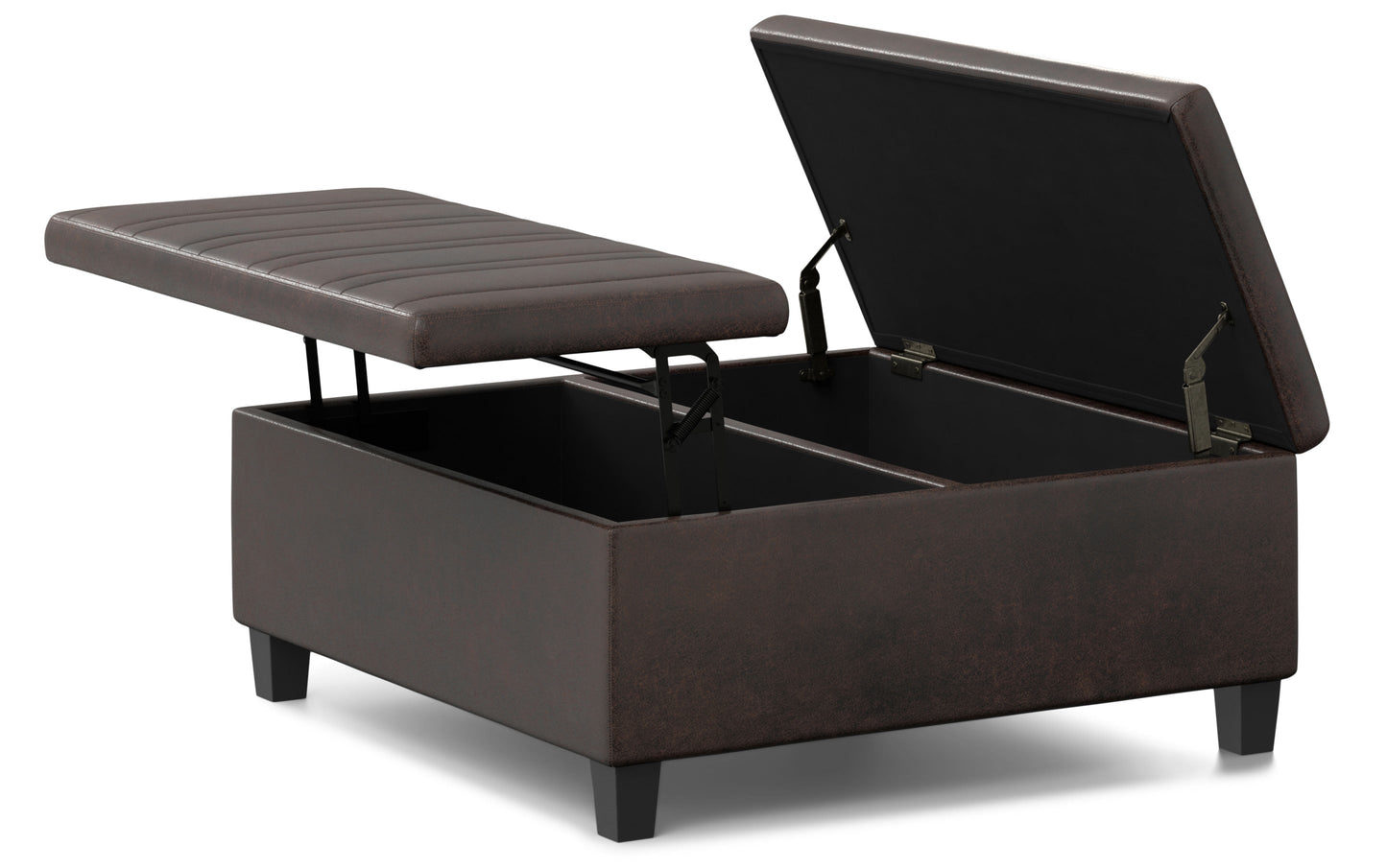 Distressed Brown Distressed Vegan Leather | Ellis Table Ottoman in Distressed Vegan Leather