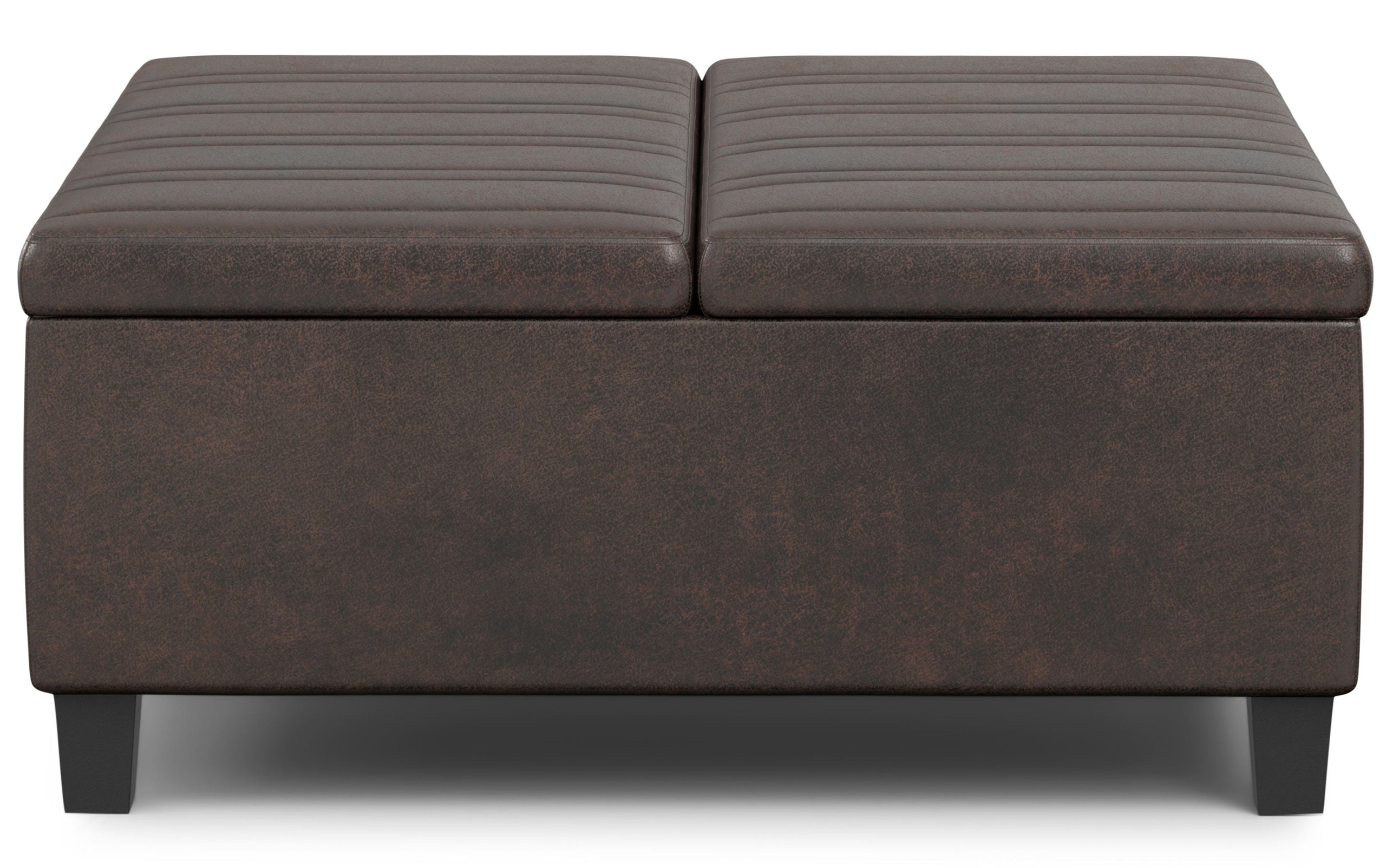 Distressed Brown Distressed Vegan Leather | Ellis Table Ottoman in Distressed Vegan Leather