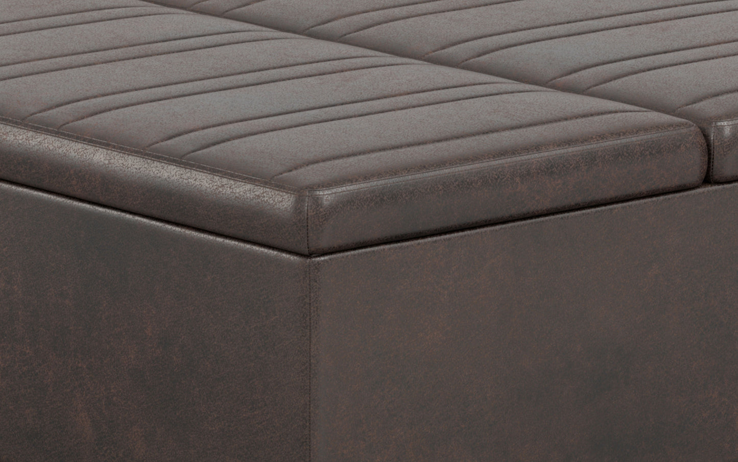 Distressed Brown Distressed Vegan Leather | Ellis Table Ottoman in Distressed Vegan Leather