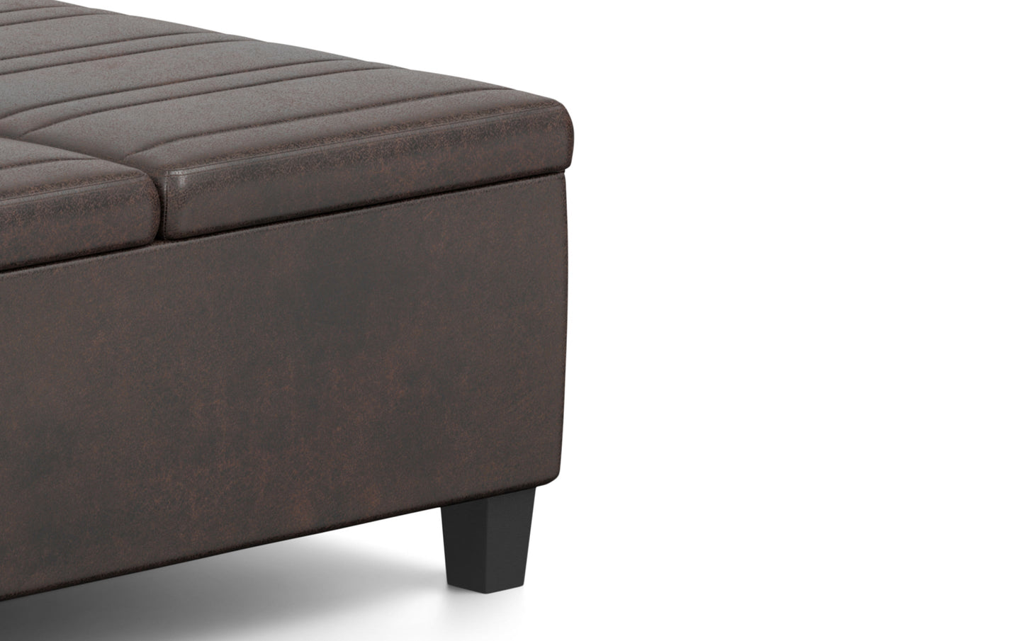 Distressed Brown Distressed Vegan Leather | Ellis Table Ottoman in Distressed Vegan Leather