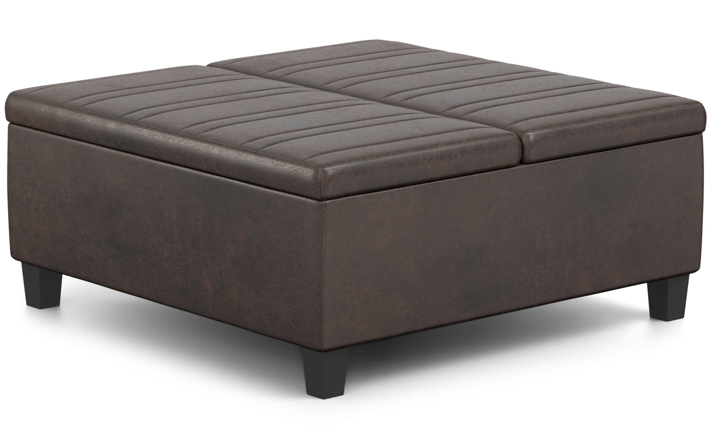 Distressed Brown Distressed Vegan Leather | Ellis Table Ottoman in Distressed Vegan Leather