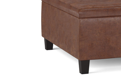 Distressed Saddle Brown Distressed Vegan Leather | Ellis Table Ottoman in Distressed Vegan Leather