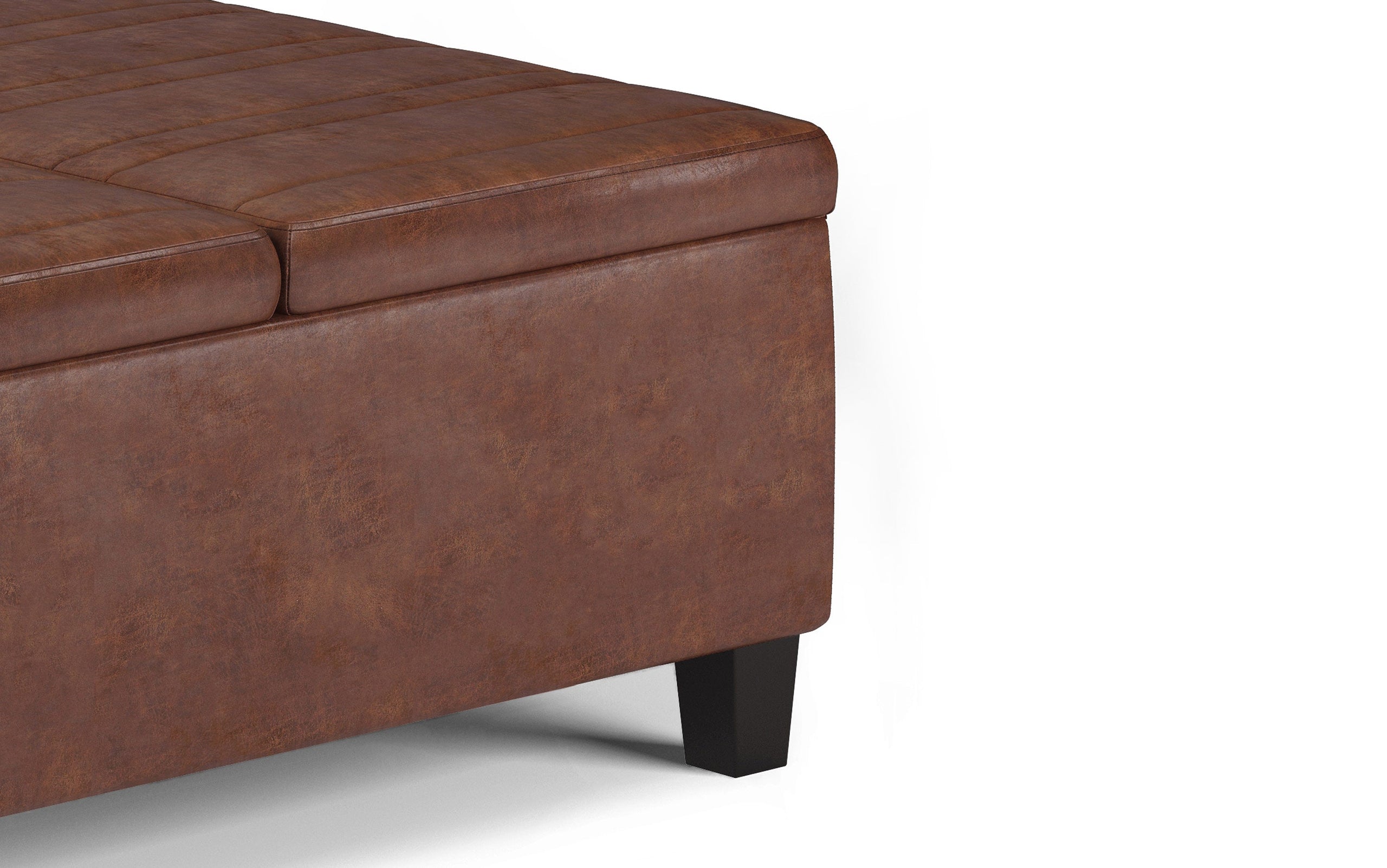 Distressed Saddle Brown Distressed Vegan Leather | Ellis Table Ottoman in Distressed Vegan Leather