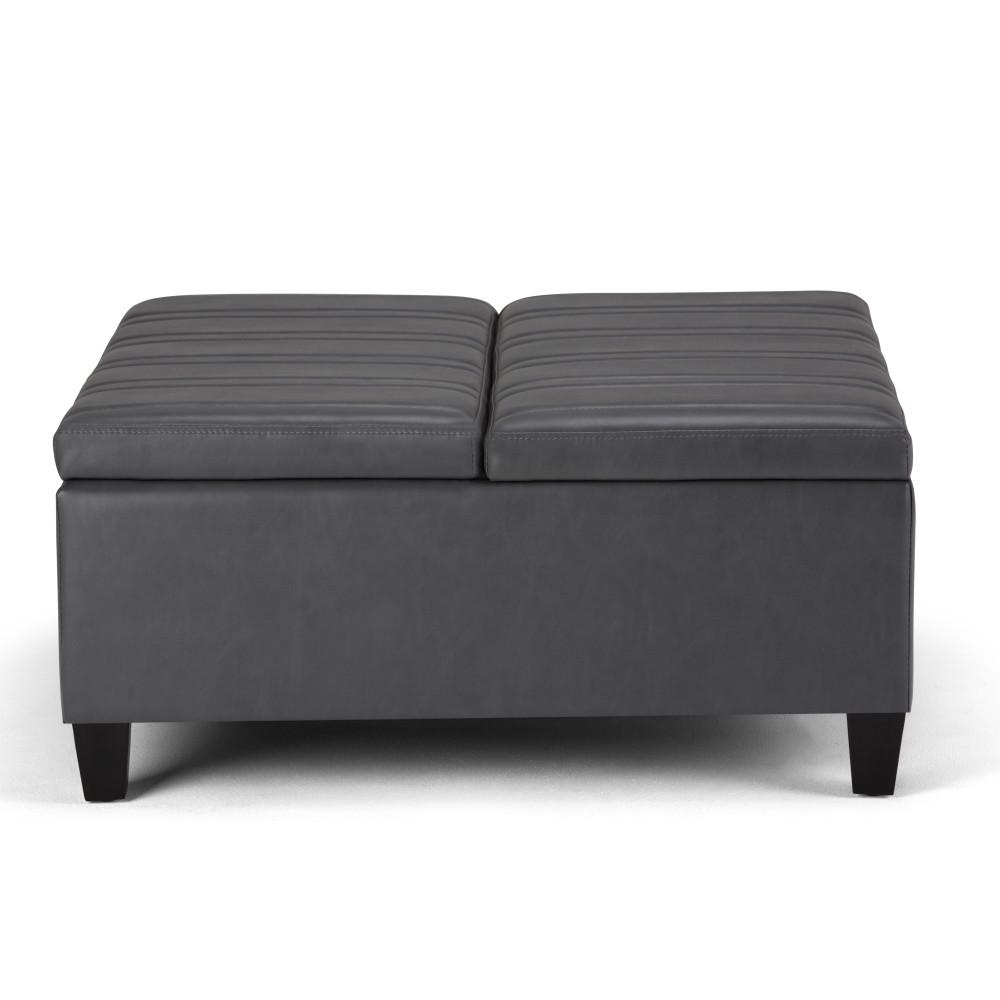 Stone Grey Vegan Leather | Ellis Coffee Table Storage Ottoman