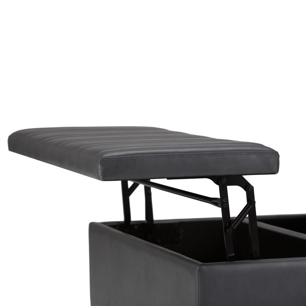 Stone Grey Vegan Leather | Ellis Coffee Table Storage Ottoman