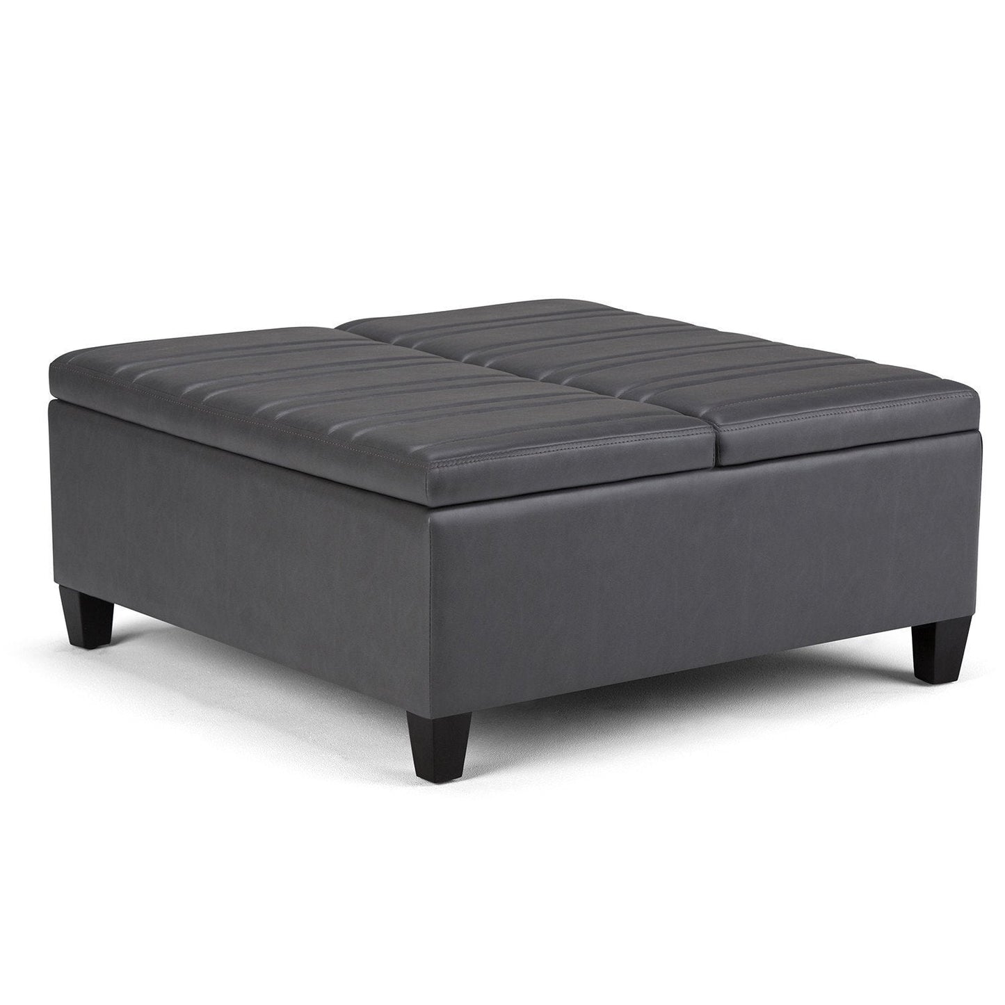 Stone Grey Vegan Leather | Ellis Coffee Table Storage Ottoman