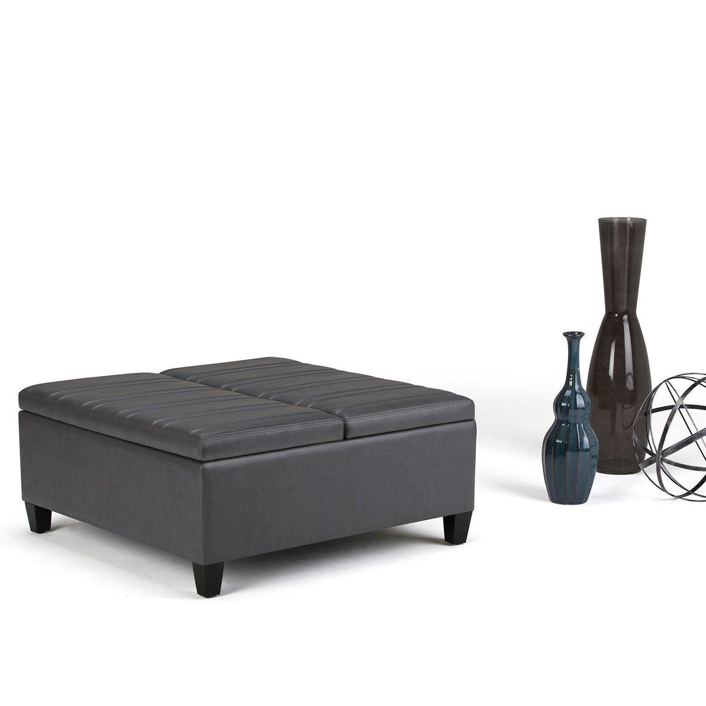 Stone Grey Vegan Leather | Ellis Coffee Table Storage Ottoman