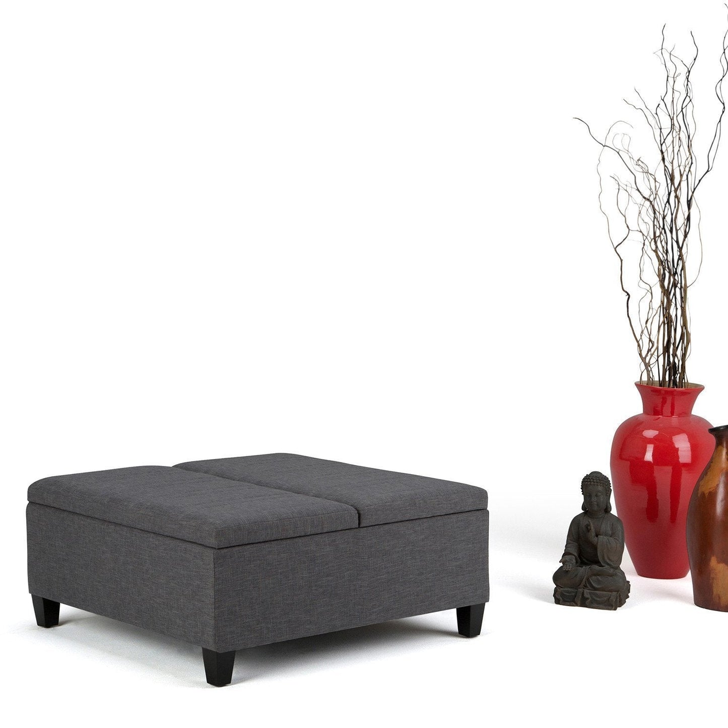 Slate Grey Linen Style Fabric | Ellis Coffee Table Storage Ottoman