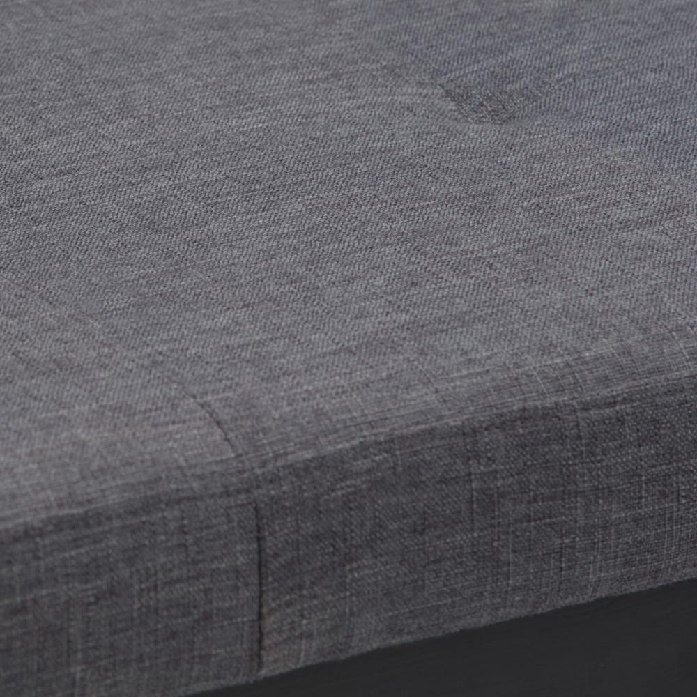 Slate Grey Linen Style Fabric | Lacey Tufted Ottoman Bench