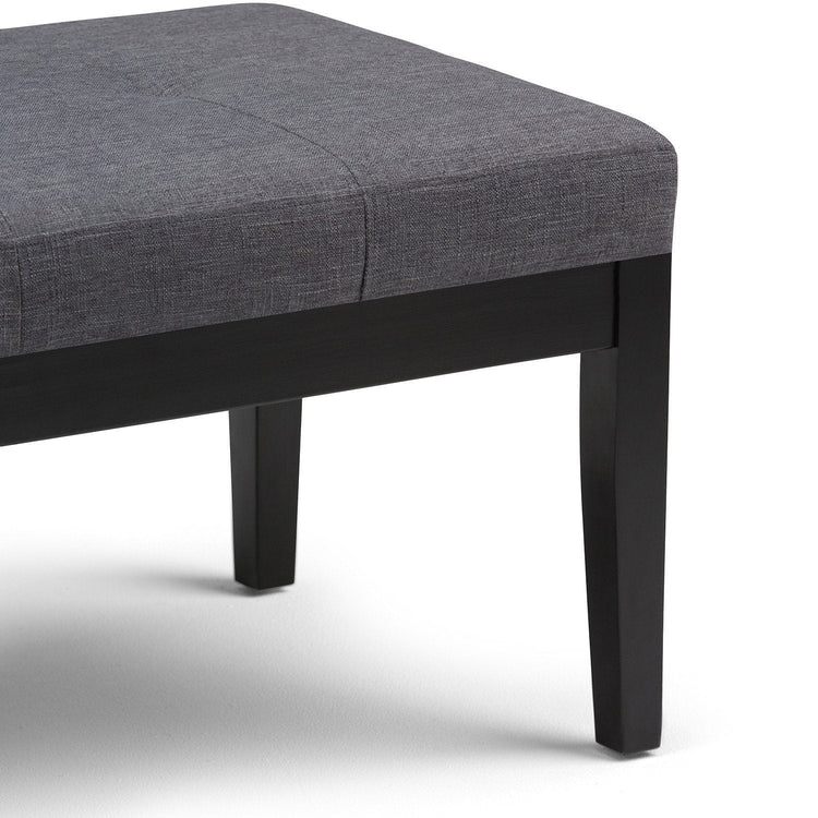 Slate Grey Linen Style Fabric | Lacey Tufted Ottoman Bench