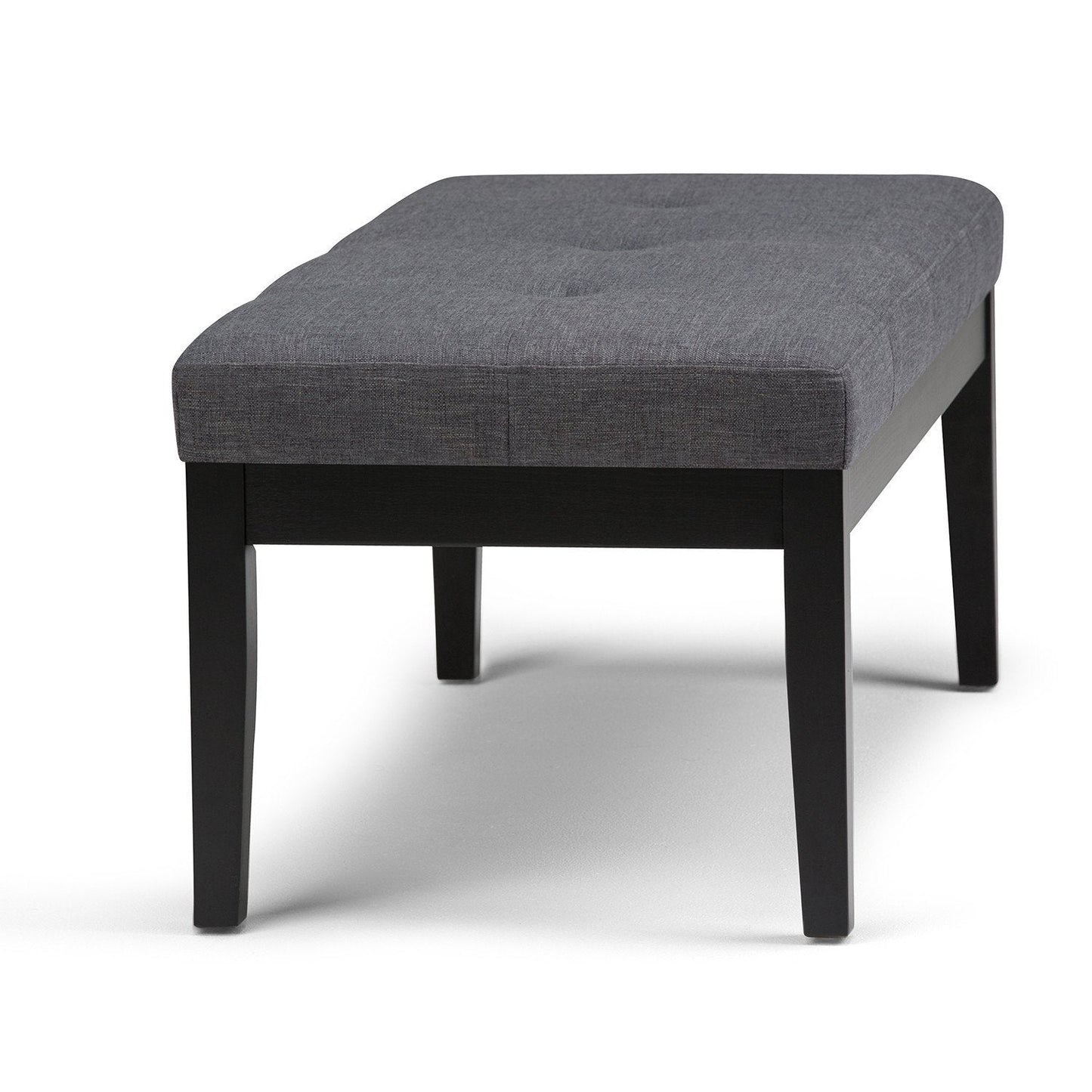 Slate Grey Linen Style Fabric | Lacey Tufted Ottoman Bench