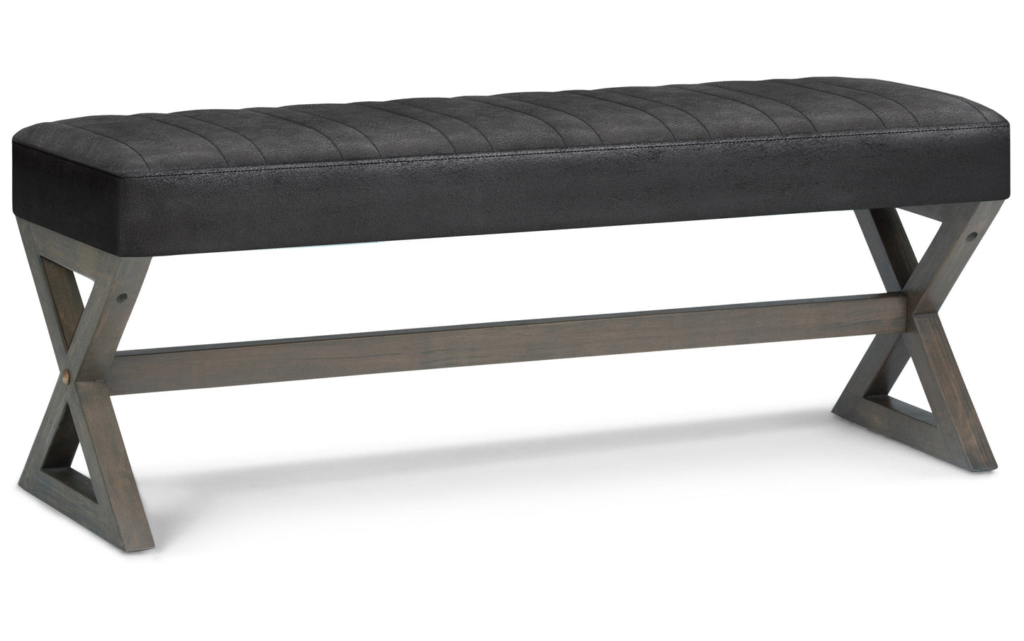 Distressed Black Distressed Vegan Leather | Salinger Ottoman Bench