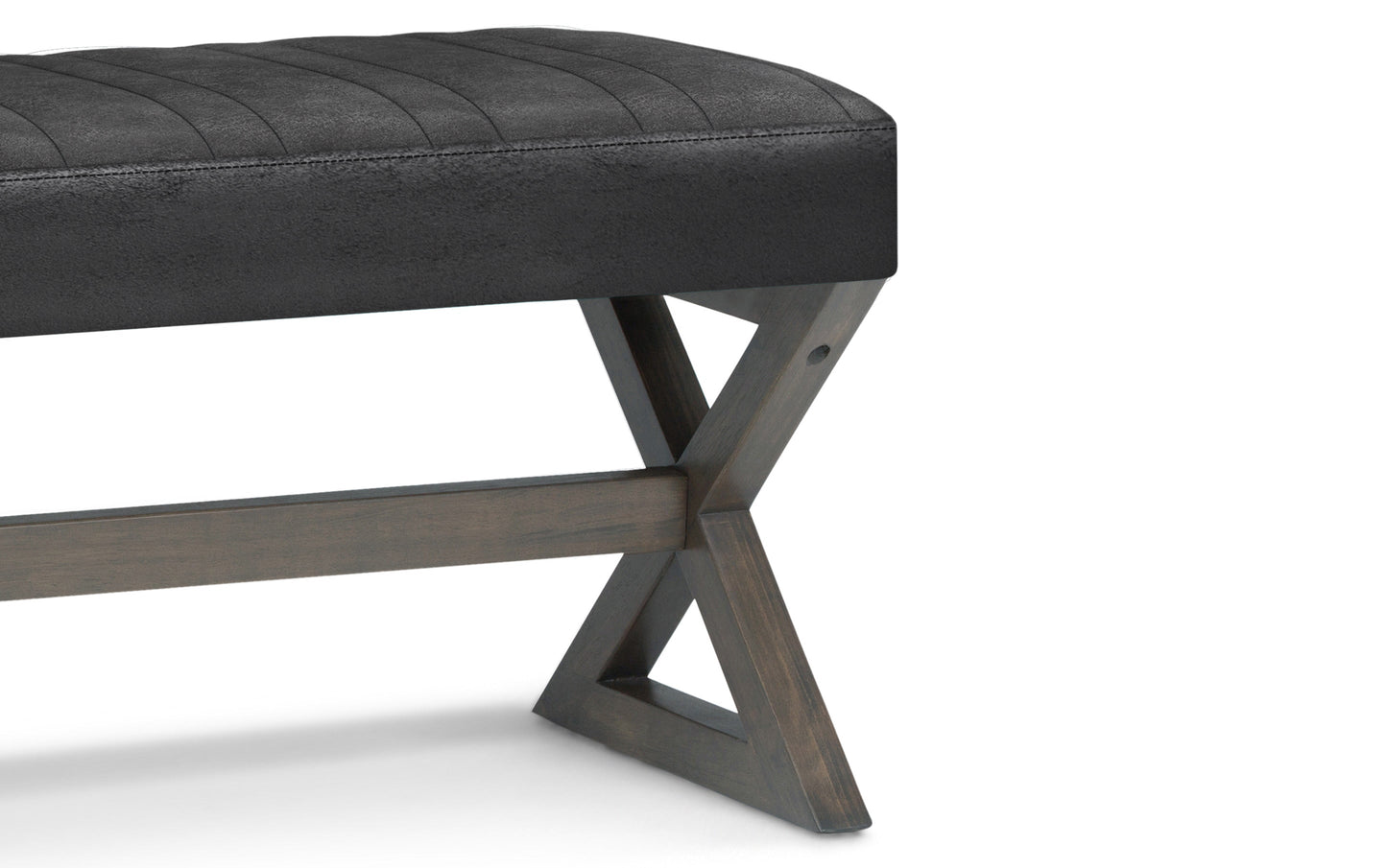 Distressed Black Distressed Vegan Leather | Salinger Ottoman Bench