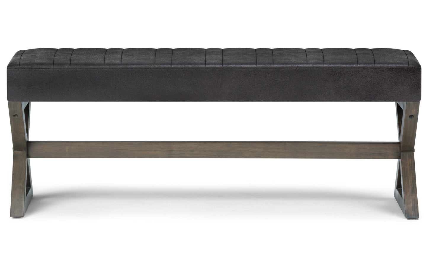 Distressed Black Distressed Vegan Leather | Salinger Ottoman Bench