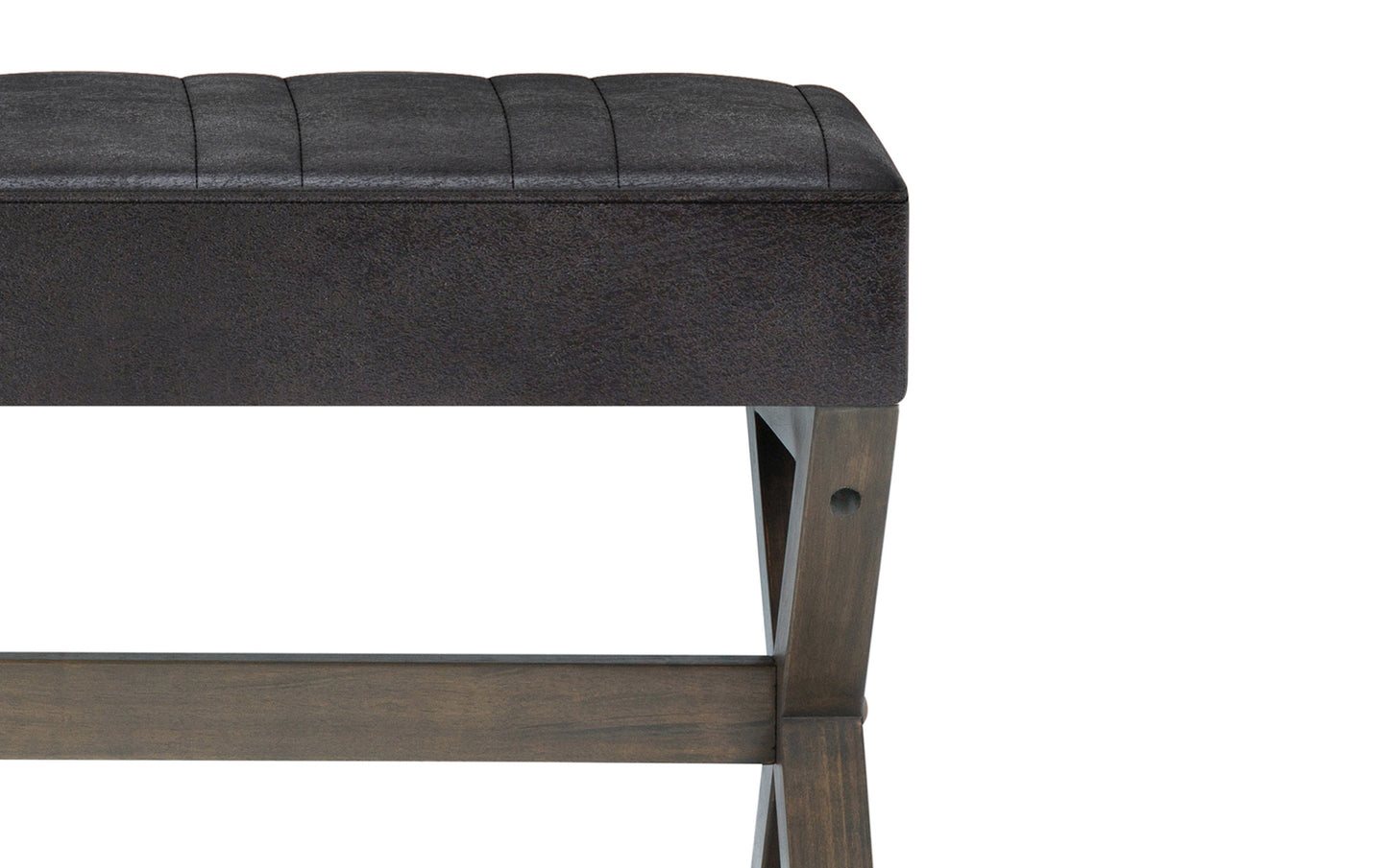 Distressed Black Distressed Vegan Leather | Salinger Ottoman Bench