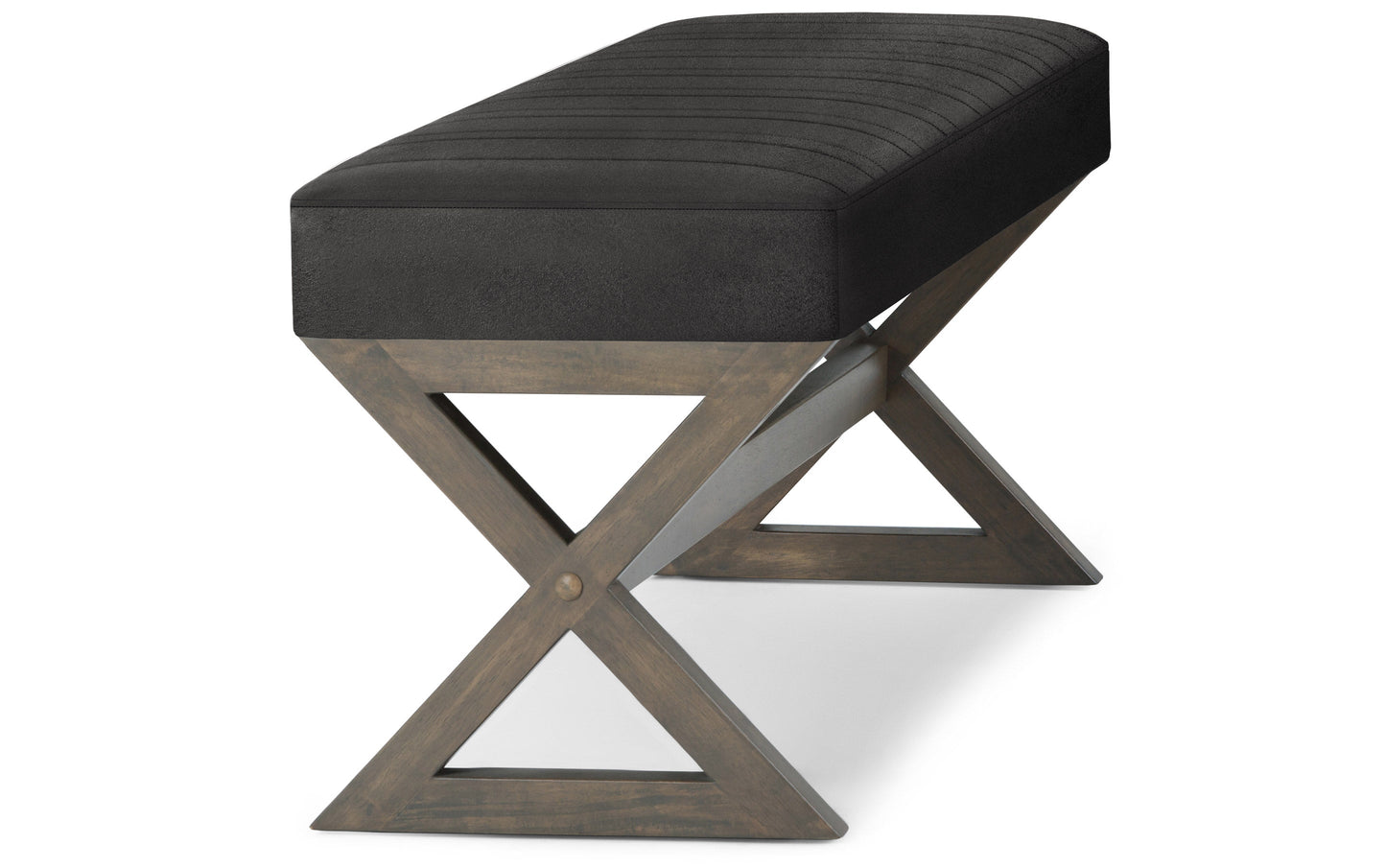 Distressed Black Distressed Vegan Leather | Salinger Ottoman Bench