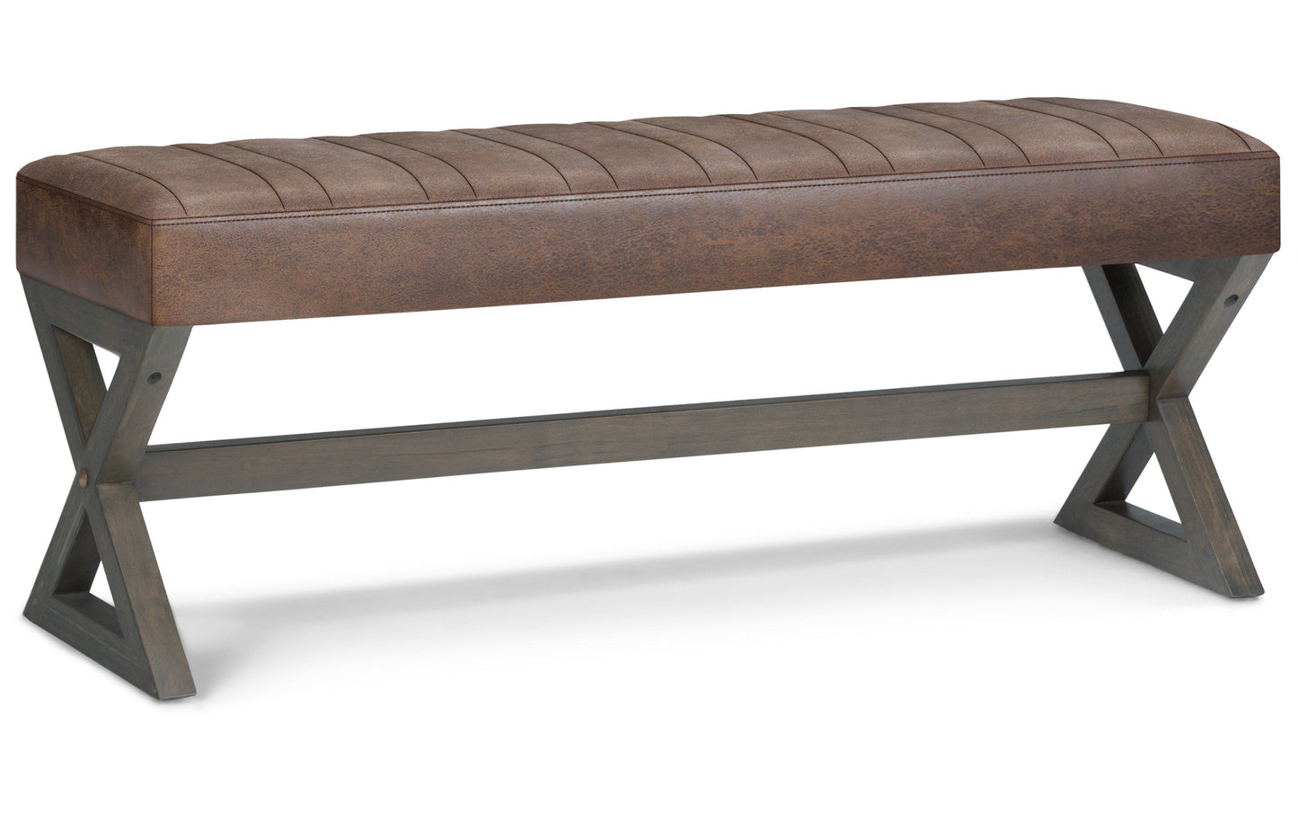 Salinger Ottoman Bench in Distressed Vegan Leather