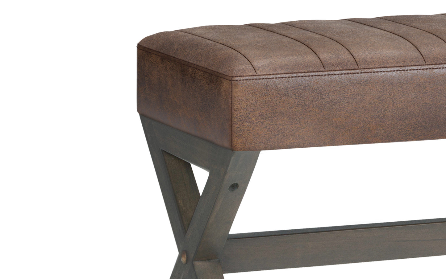 Salinger Ottoman Bench in Distressed Vegan Leather