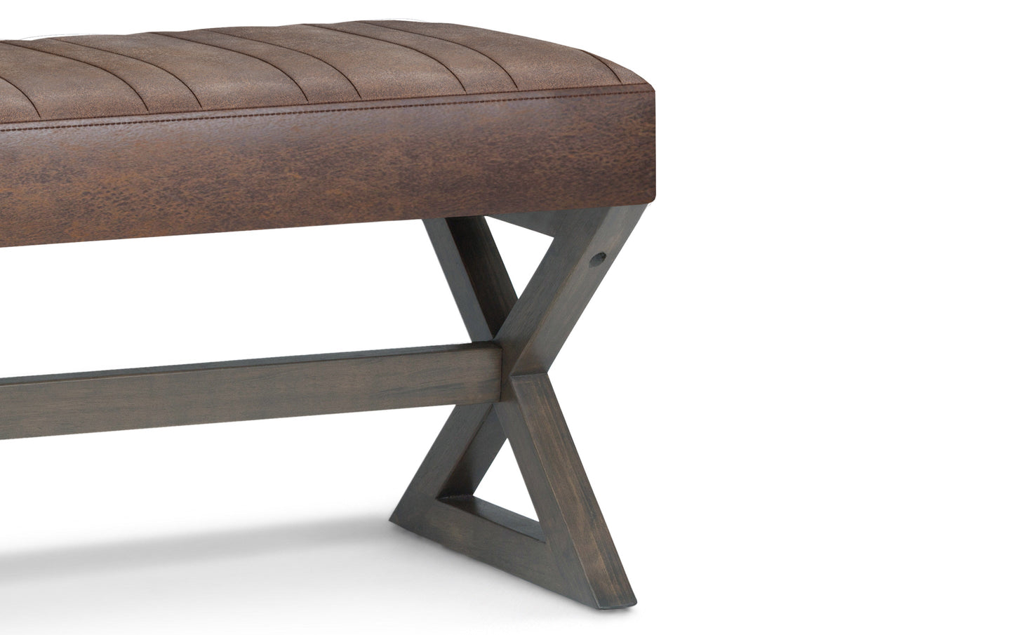 Salinger Ottoman Bench in Distressed Vegan Leather