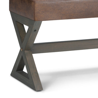 Distressed Chestnut Brown Distressed Vegan Leather | Salinger Ottoman Bench