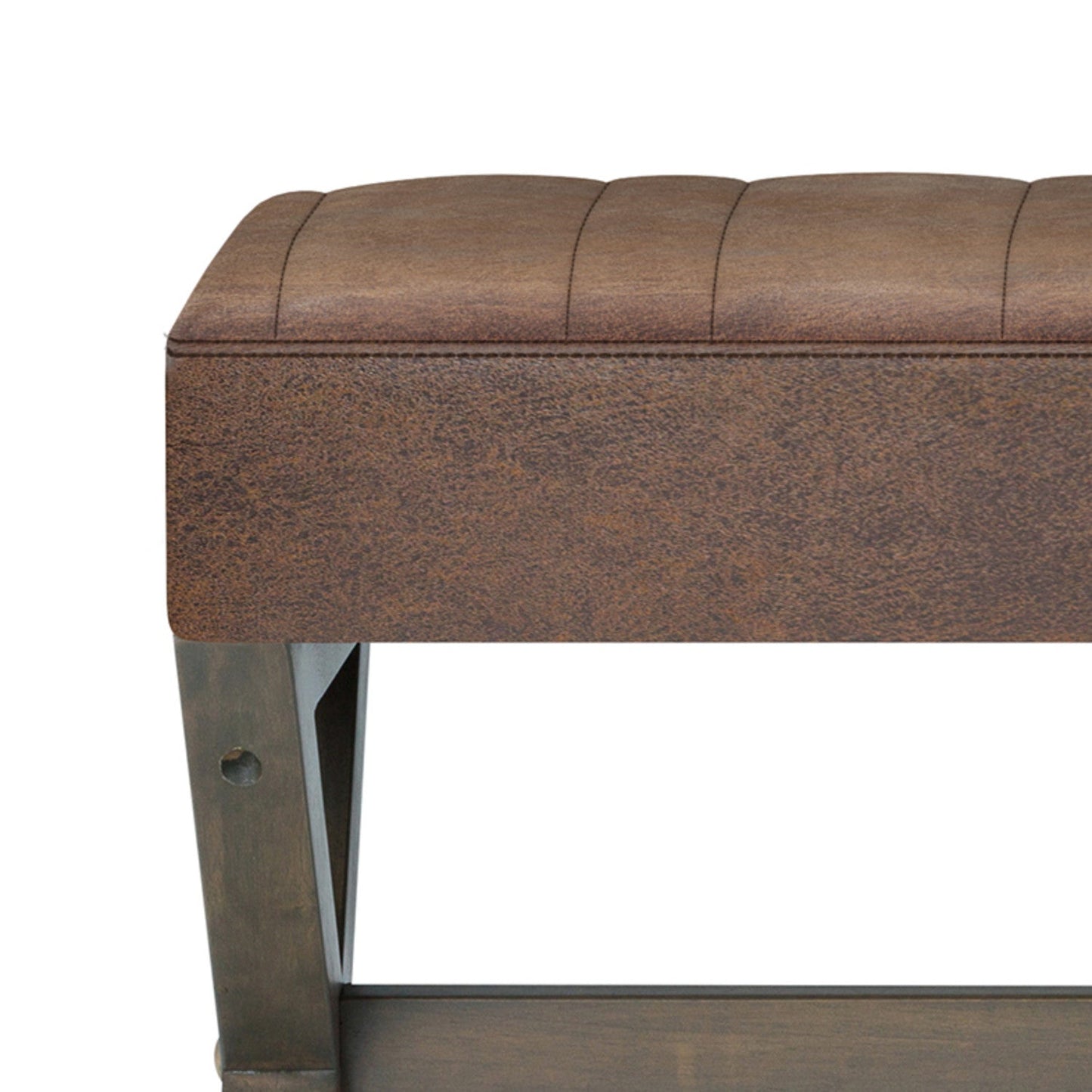 Distressed Chestnut Brown Distressed Vegan Leather | Salinger Ottoman Bench