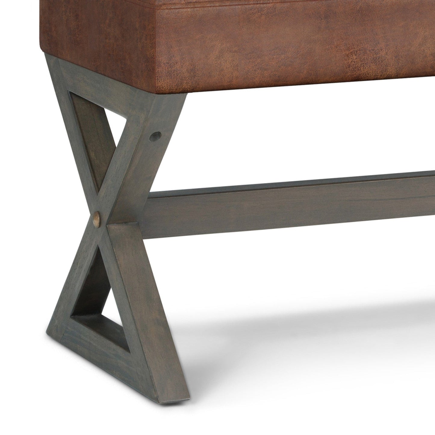 Distressed Saddle Brown Distressed Vegan Leather | Salinger Ottoman Bench